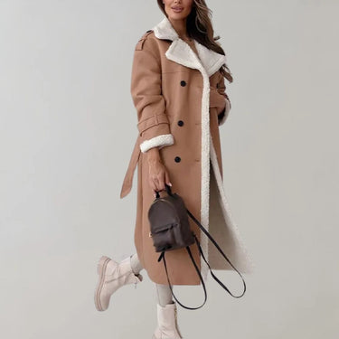 Women’s Long Faux Material Coat with Teddy Lining-Jacket for women-CaldwellVoss