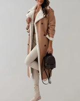 Women’s Long Faux Material Coat with Teddy Lining-Jacket for women-CaldwellVoss