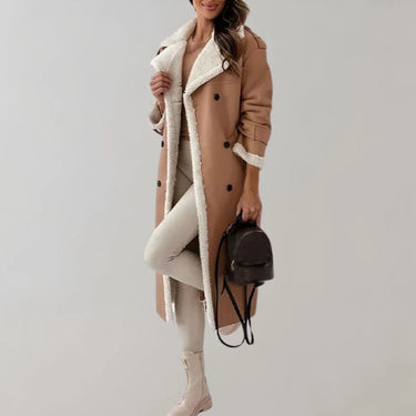 Women’s Long Faux Material Coat with Teddy Lining-Jacket for women-CaldwellVoss