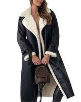 Women’s Long Faux Material Coat with Teddy Lining-Jacket for women-CaldwellVoss