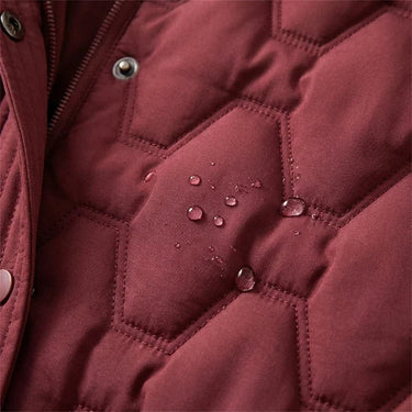 Women’s Long Hooded Puffer Coat with Geometric Quilted Pattern-Coats for women-CaldwellVoss