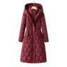 Women’s Long Hooded Puffer Coat with Geometric Quilted Pattern-Coats for women-CaldwellVoss