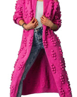 Women’s Long Open-Front Pom-Pom Knit Cardigan-Cardigan for women-CaldwellVoss