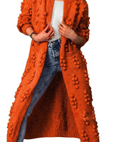 Women’s Long Open-Front Pom-Pom Knit Cardigan-Cardigan for women-CaldwellVoss
