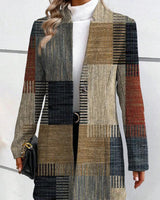 Women’s Long Patchwork Plaid Blazer-Blazers for women-CaldwellVoss