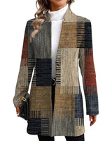 Women’s Long Patchwork Plaid Blazer-Blazers for women-CaldwellVoss