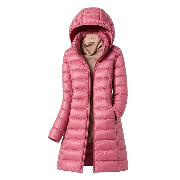 Women’s Long Puffer Jacket with Hood-Jacket-CaldwellVoss
