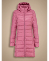 Women’s Long Puffer Jacket with Hood and Zip Closure-Jacket for women-CaldwellVoss