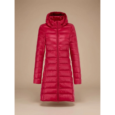 Women’s Long Puffer Jacket with Hood and Zip Closure-Jacket for women-CaldwellVoss