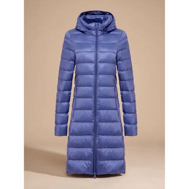 Women’s Long Puffer Jacket with Hood and Zip Closure-Jacket for women-CaldwellVoss