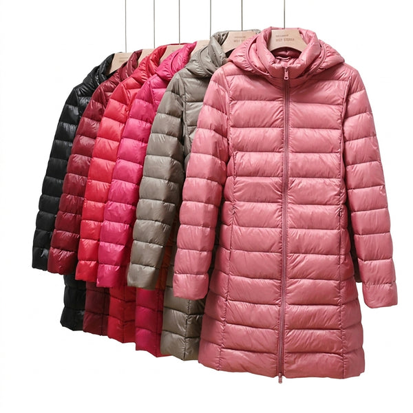 Women’s Long Puffer Jacket with Hood-Jacket-CaldwellVoss