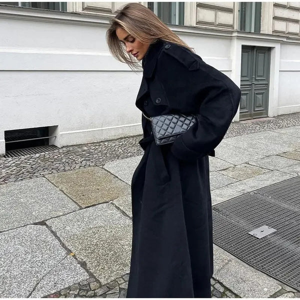 Women’s Long Trench Coat with Belted Cuffs-Coats for women-CaldwellVoss