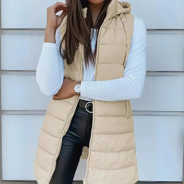 Women’s Longline Puffer Vest with Hood-Vest for women-CaldwellVoss