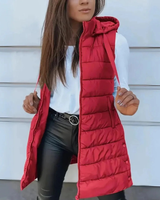 Women’s Longline Puffer Vest with Hood-Vest for women-CaldwellVoss