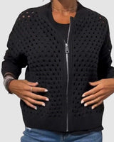 Women’s Open Knit Zip-Up Cardigan-Cardigan for women-CaldwellVoss