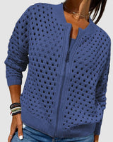 Women’s Open Knit Zip-Up Cardigan-Cardigan for women-CaldwellVoss