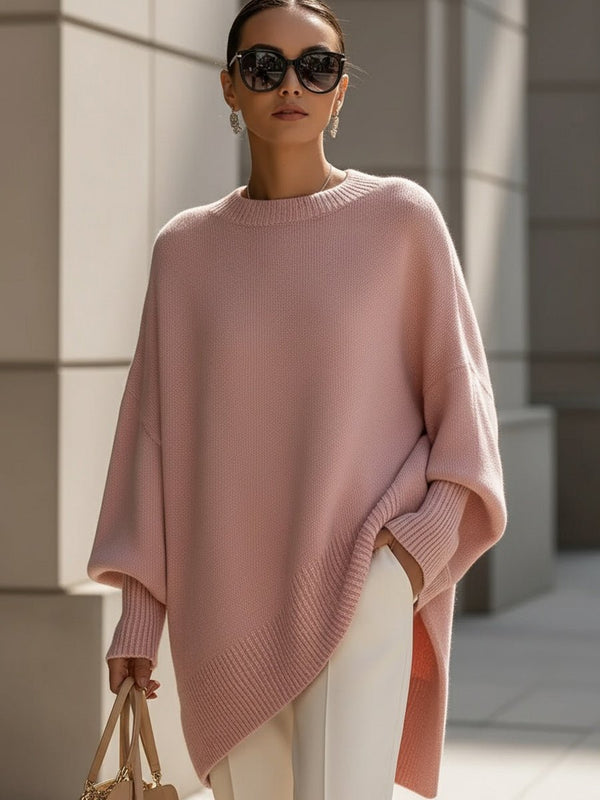 Women’s Oversized Knit Sweater with Batwing Sleeves-Sweaters for Women-CaldwellVoss