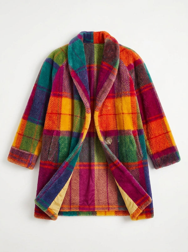 Women’s Oversized Plaid Long Coat-Coat-CaldwellVoss