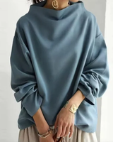Women’s Oversized Sweatshirt with Mock Neck-sweater for Women-CaldwellVoss