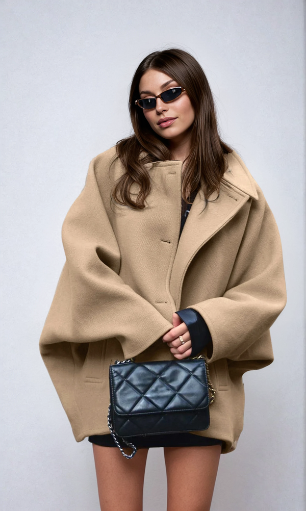 Women’s Oversized Wool-Blend Coat with Button Closure-Coats for women-CaldwellVoss