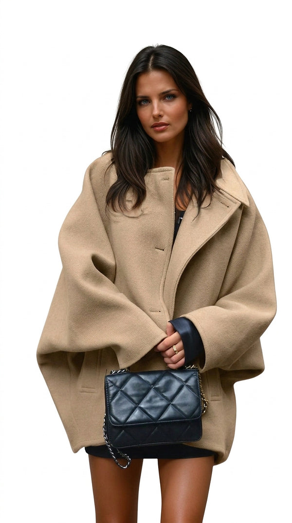 Women’s Oversized Wool-Blend Coat with Button Closure-Coats for women-CaldwellVoss