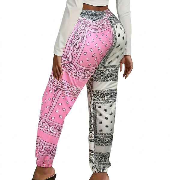 Women’s Paisley Print Jogger Pants-Pants for Women-CaldwellVoss