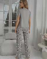Women’s Panda Print Short Sleeve Pajama Set-Pyjama-CaldwellVoss