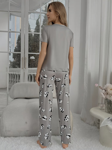 Women’s Panda Print Short Sleeve Pajama Set-Pyjama-CaldwellVoss