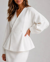 Women’s Peplum Blazer and Maxi Skirt Matching Set-Sets for women-CaldwellVoss