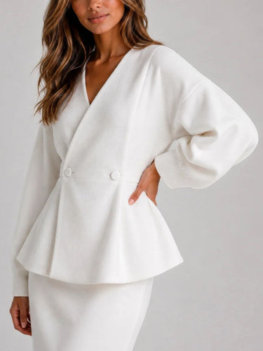 Women’s Peplum Blazer and Maxi Skirt Matching Set-Sets for women-CaldwellVoss
