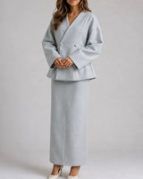 Women’s Peplum Blazer and Maxi Skirt Matching Set-Sets for women-CaldwellVoss