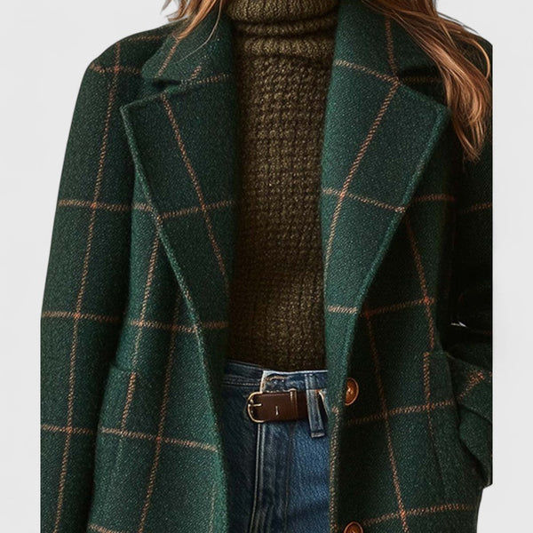 Women’s Plaid Pattern Long Coat-Coats for women-CaldwellVoss