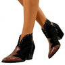 Women’s Pointed Toe Ankle Boots with Scalloped Edges-Footwear for women-CaldwellVoss