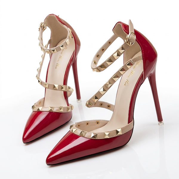 Women’s Pointed Toe Studded Stiletto Heels-Footwear for women-CaldwellVoss