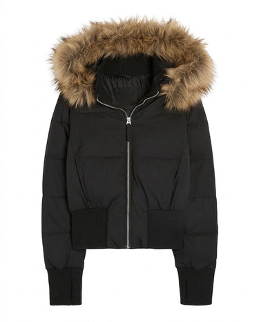 Women’s Puffer Jacket with Faux Fur Hood-Jacket for women-CaldwellVoss