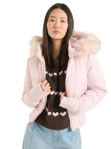 Women’s Puffer Jacket with Faux Fur Hood-Jacket for women-CaldwellVoss