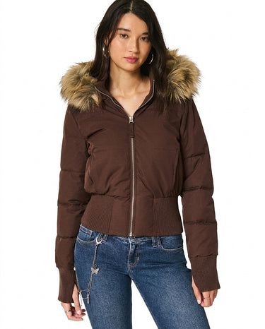 Women’s Puffer Jacket with Faux Fur Hood-Jacket for women-CaldwellVoss