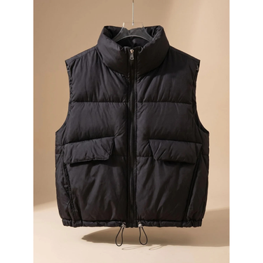 Women’s Puffer Vest with Flap Pockets and Drawcord Hem-Vest for women-CaldwellVoss