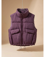 Women’s Puffer Vest with Flap Pockets and Drawcord Hem-Vest for women-CaldwellVoss