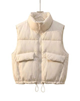Women’s Puffer Vest with Flap Pockets and Drawcord Hem-Vest for women-CaldwellVoss