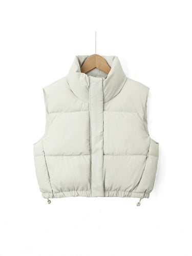 Women’s Puffer Vest with Stand Collar and Drawcord Hem-Vests for women-CaldwellVoss