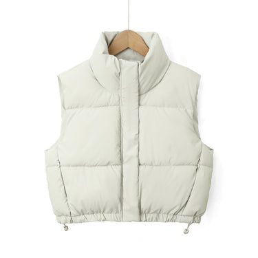 Women’s Puffer Vest with Stand Collar and Drawcord Hem-Vests for women-CaldwellVoss