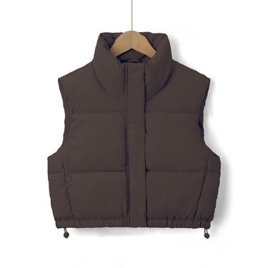 Women’s Puffer Vest with Stand Collar and Drawcord Hem-Vests for women-CaldwellVoss