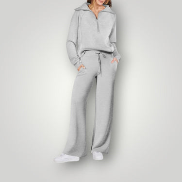 Women’s Quarter-Zip Pullover and Wide Leg Pants Set-Sets for women-CaldwellVoss