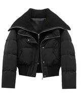 Women’s Quilted Puffer Jacket with Ribbed Knit Collar and Hem-Jacket for women-CaldwellVoss
