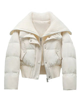 Women’s Quilted Puffer Jacket with Ribbed Knit Collar and Hem-Jacket for women-CaldwellVoss