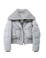 Women’s Quilted Puffer Jacket with Ribbed Knit Collar and Hem-Jacket for women-CaldwellVoss