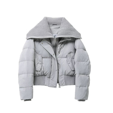 Women’s Quilted Puffer Jacket with Ribbed Knit Collar and Hem-Jacket for women-CaldwellVoss