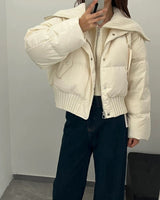 Women’s Quilted Puffer Jacket with Ribbed Knit Collar and Hem-Jacket for women-CaldwellVoss