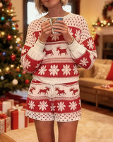 Women’s Reindeer Snowflake Print Matching Set-Sets for women-CaldwellVoss